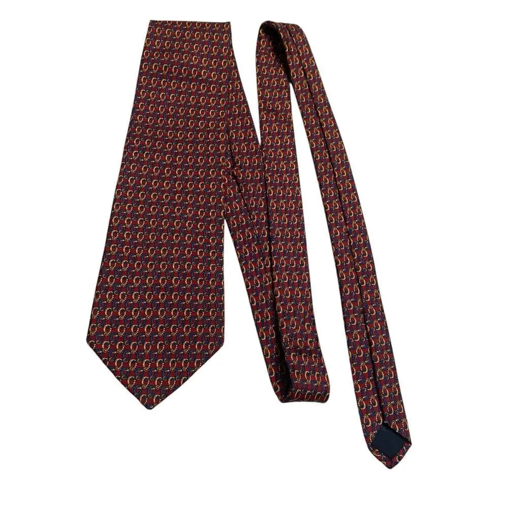 Brooks Brothers Makers Tie Men's Necktie Silk Chain Red Blue Yellow